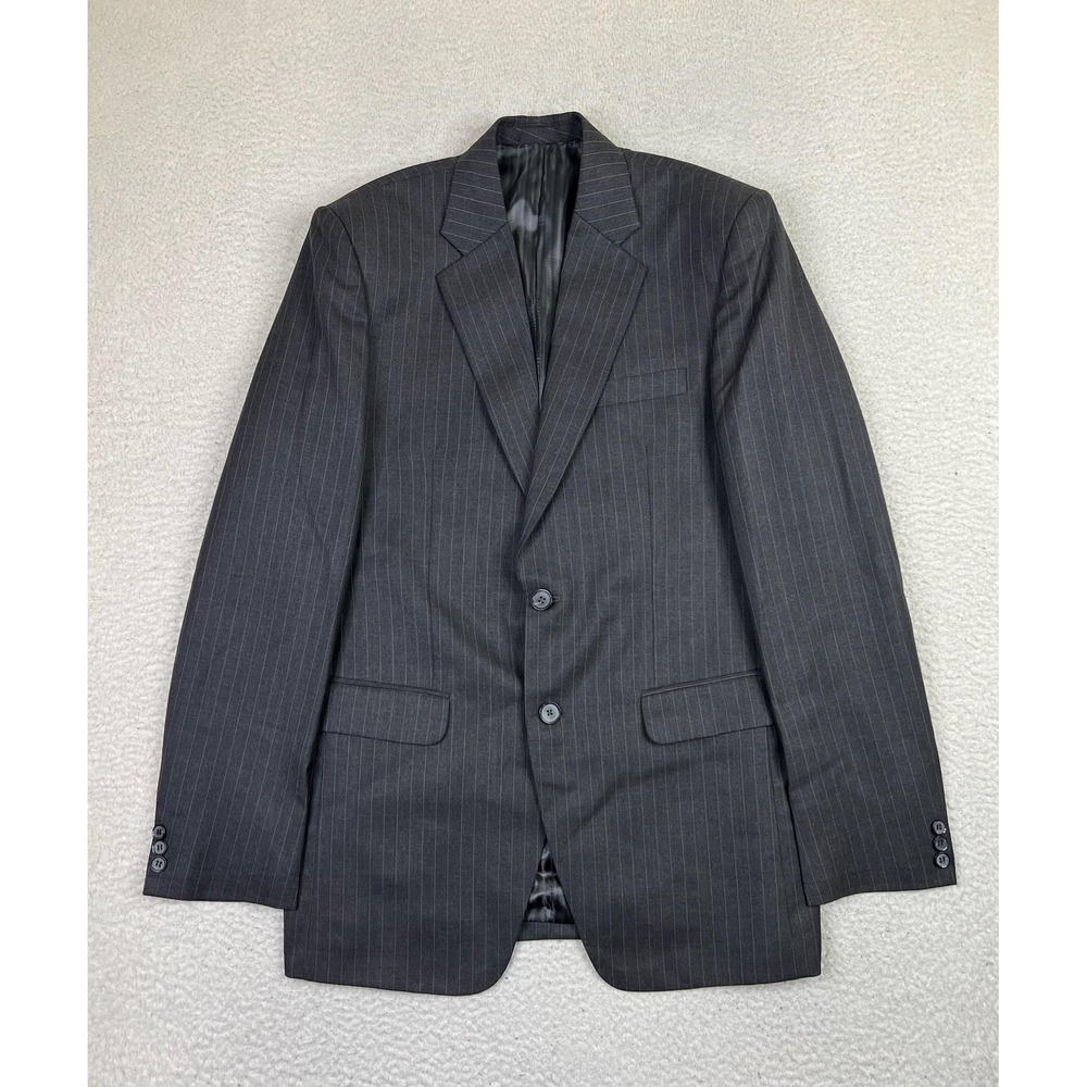 Stile Blazer Mens 42L Charcoal Pinstripe Two Button Side Vent Lined Notch Lapel